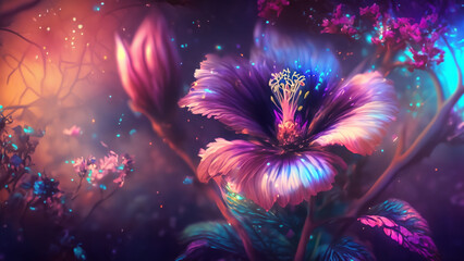 Abstract fantasy wallpaper with botanical flower special background design