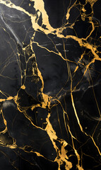 Luxurious Golden Veins on Black Marble Background for Elegant Designs
