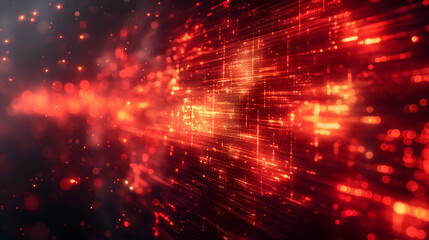 Obraz premium Abstract Red Data Stream in Digital Cyber Space Background