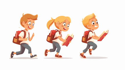 Vector cartoon small blonde girl female school char