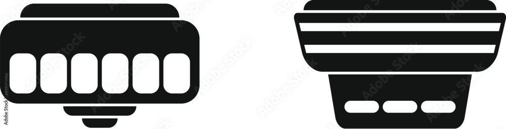 Poster vector icons representing a memory stick and a cpu, essential elements of computer hardware