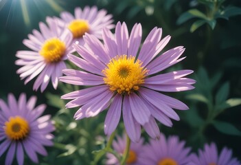 Fototapeta premium Aster flower closeup Realistic Light understand sun light significantly summer season flower concept