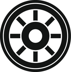 Obraz premium Vector illustration of a car wheel icon in a minimalist black and white design