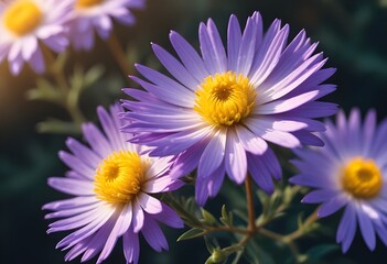 Fototapeta premium Aster flower closeup Realistic Light understand sun light significantly summer season flower concept