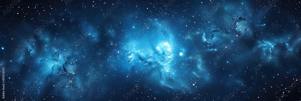 Wall mural an electric blue galaxy with a multitude of stars twinkling in the background, resembling a midnight