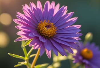 Fototapeta premium Aster flower closeup Realistic Light understand sun light significantly summer season flower concept