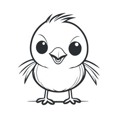 Cute bird vector black and white cartoon character design collection. White background, Animals.