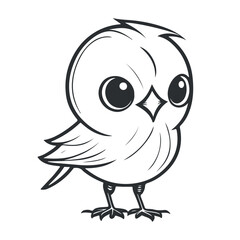 Naklejka premium Cute bird vector black and white cartoon character design collection. White background, Animals.