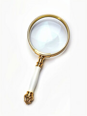 golden magnifying glass isolated