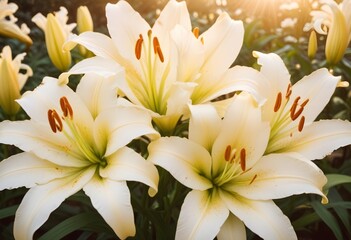 Fototapeta premium Lilies flower closeup Realistic Light understand sun light significantly summer season flower concept