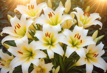 Fototapeta premium Lilies flower closeup Realistic Light understand sun light significantly summer season flower concept