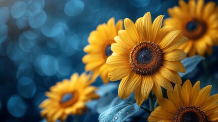 Yellow sunflowers on free space 