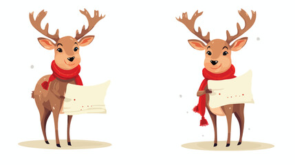 vector flat cartoon cute female christmas reindeer