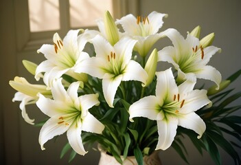 Fototapeta premium Lilies flower closeup Realistic Light understand sun light significantly summer season flower concept