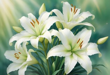Obraz premium Lilies flower closeup Realistic Light understand sun light significantly summer season flower concept