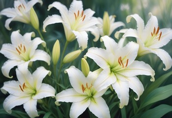 Obraz premium Lilies flower closeup Realistic Light understand sun light significantly summer season flower concept