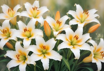 Obraz premium Lilies flower closeup Realistic Light understand sun light significantly summer season flower concept