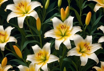 Fototapeta premium Lilies flower closeup Realistic Light understand sun light significantly summer season flower concept
