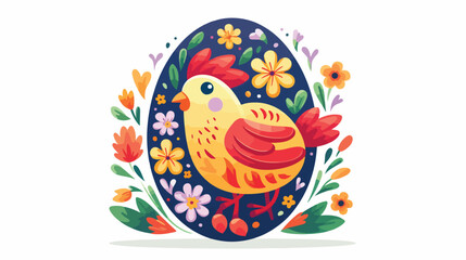 vector flat easter chicken egg icon. Spring holiday