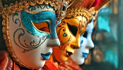 "Trending Venetian Splendor: Masquerade Mask Party Background in Carnival Venice"
