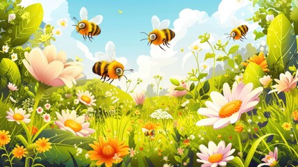 experience the joy and excitement as cartoon bees spread