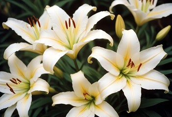Fototapeta premium Lilies flower closeup Realistic Light understand sun light significantly summer season flower concept