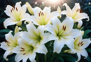 Fototapeta premium Lilies flower closeup Realistic Light understand sun light significantly summer season flower concept