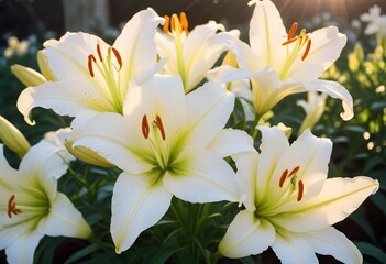 Obraz premium Lilies flower closeup Realistic Light understand sun light significantly summer season flower concept