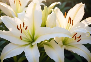 Fototapeta premium Lilies flower closeup Realistic Light understand sun light significantly summer season flower concept