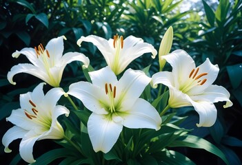 Fototapeta premium Lilies flower closeup Realistic Light understand sun light significantly summer season flower concept