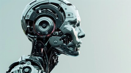 Portrait of robot or cyber man side view