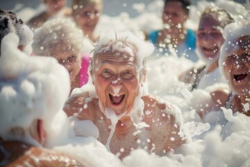 The foam party of the elderly - Powered by Adobe