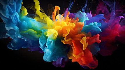 A vibrant burst of paint splashes across the canvas, forming a visually stunning abstract masterpiece.