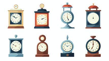 vector flat types of clocks set. Digital rectangle