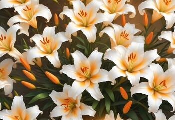 Lilies flower closeup Realistic Light understand sun light significantly summer season flower concept