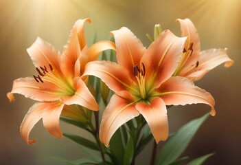 Fototapeta premium Lilies flower closeup Realistic Light understand sun light significantly summer season flower concept