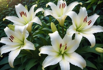 Fototapeta premium Lilies flower closeup Realistic Light understand sun light significantly summer season flower concept