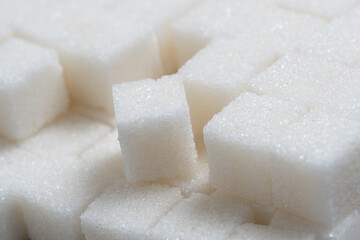 Refined sugar closeup. Harmful food products.
