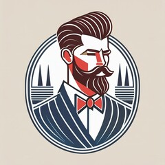 Stylish retro male avatar with a mustache and suit, perfect for branding and icons