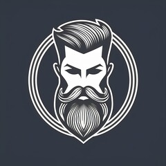 Stylized hipster beard and hair logo