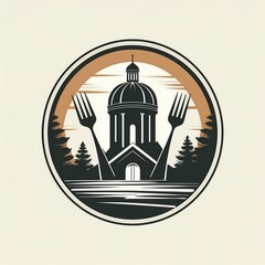 Vintage capitol building emblem with culinary twist