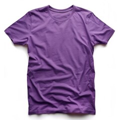 Purple t-shirt with a round neckline, solid colour, white background