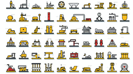Vector heavy and power industry outline line icons