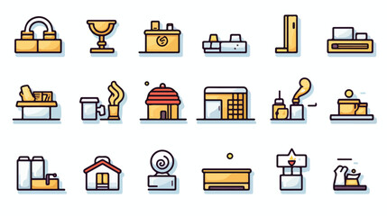 Vector hotel icon set. Elegant thin line style desi