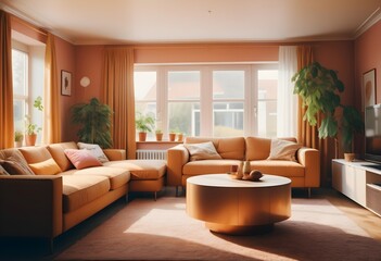 Fototapeta premium A Cozy matellic colours luxrious living room for luxrious living