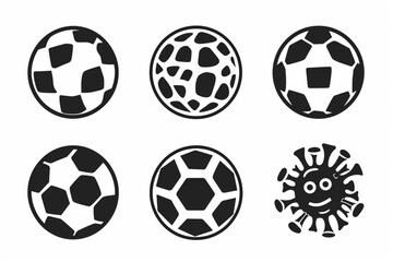 Coronavirus sign and soccer ball. Covid-19 stops football and other sports. Quarantine sport vector illustration. set vector icon, white background