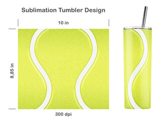 Tennis seamless sublimation template for 20 oz skinny tumbler. Sublimation illustration. Seamless from edge to edge. Full tumbler wrap.