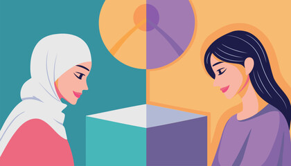 Hijab woman consoling her upset friend