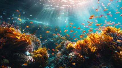 Fototapeta na wymiar Vibrant underwater coral reef scene