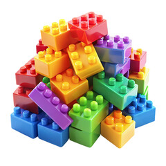 Obraz premium Pile of rainbow color plastic building toy blocks Isolated on transparent background